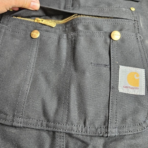 Carhartt R37 Duck Zip To Thigh Bib Overalls Unlined Black 40x34 - Picture 4 of 16